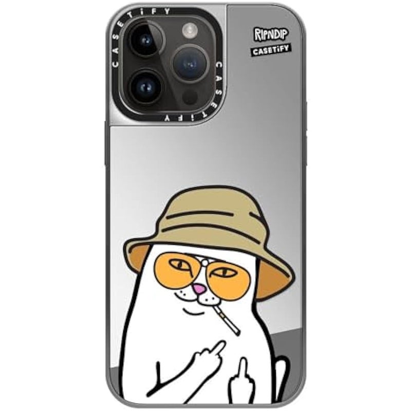 Casetify Mirror Case for iPhone 14 Pro Max 【RipNDip Colab/Reflective / 4.9ft Drop Protection/Compatible with Magsafe】 - Nermal S Thompson - Silver on Silver - Image 3