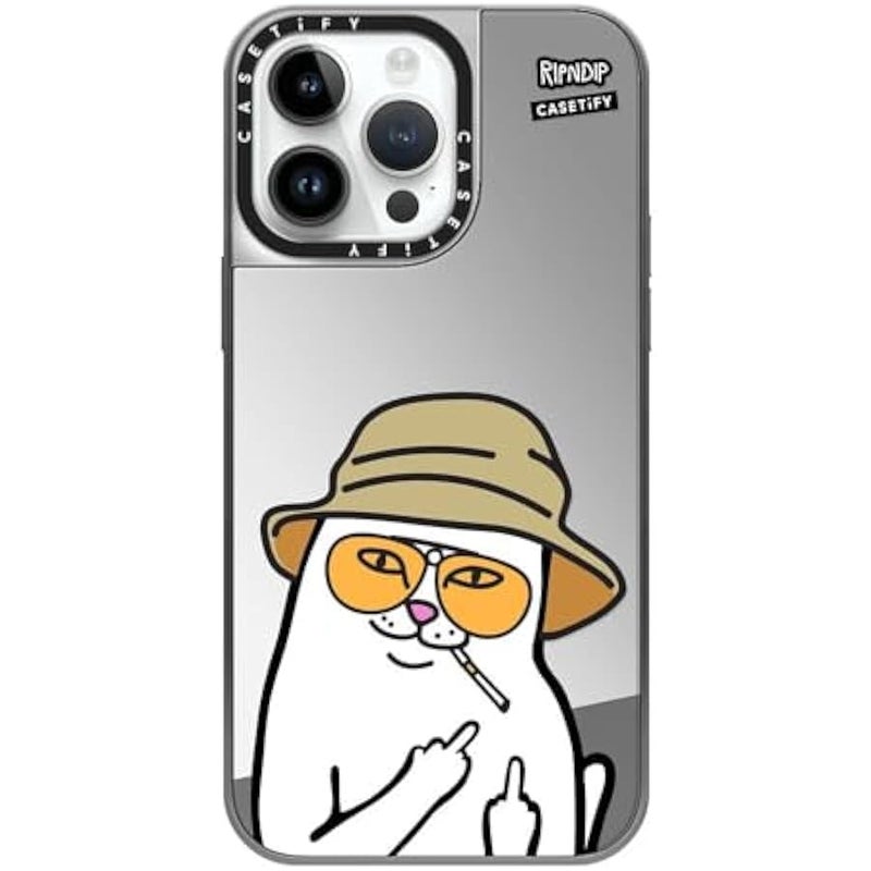 Casetify Mirror Case for iPhone 14 Pro Max 【RipNDip Colab/Reflective / 4.9ft Drop Protection/Compatible with Magsafe】 - Nermal S Thompson - Silver on Silver - Image 1