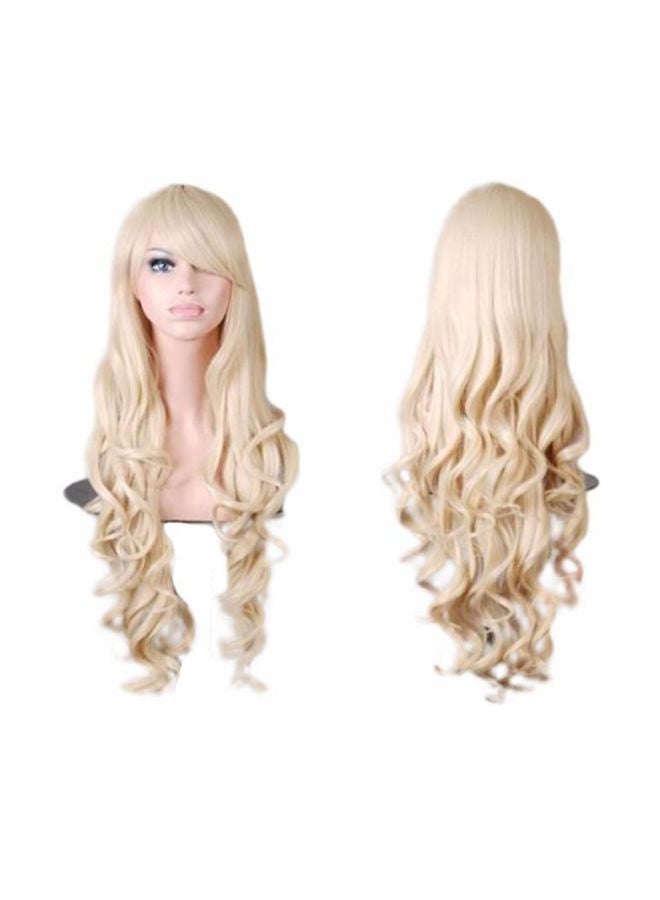 NIBEMINENT Cosplay Party Long Wavy Curly Wig Beige 1x1x1cm - Image 1