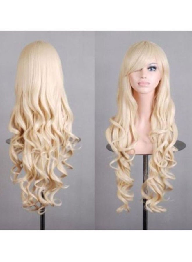 NIBEMINENT Cosplay Party Long Wavy Curly Wig Beige 1x1x1cm - Image 2