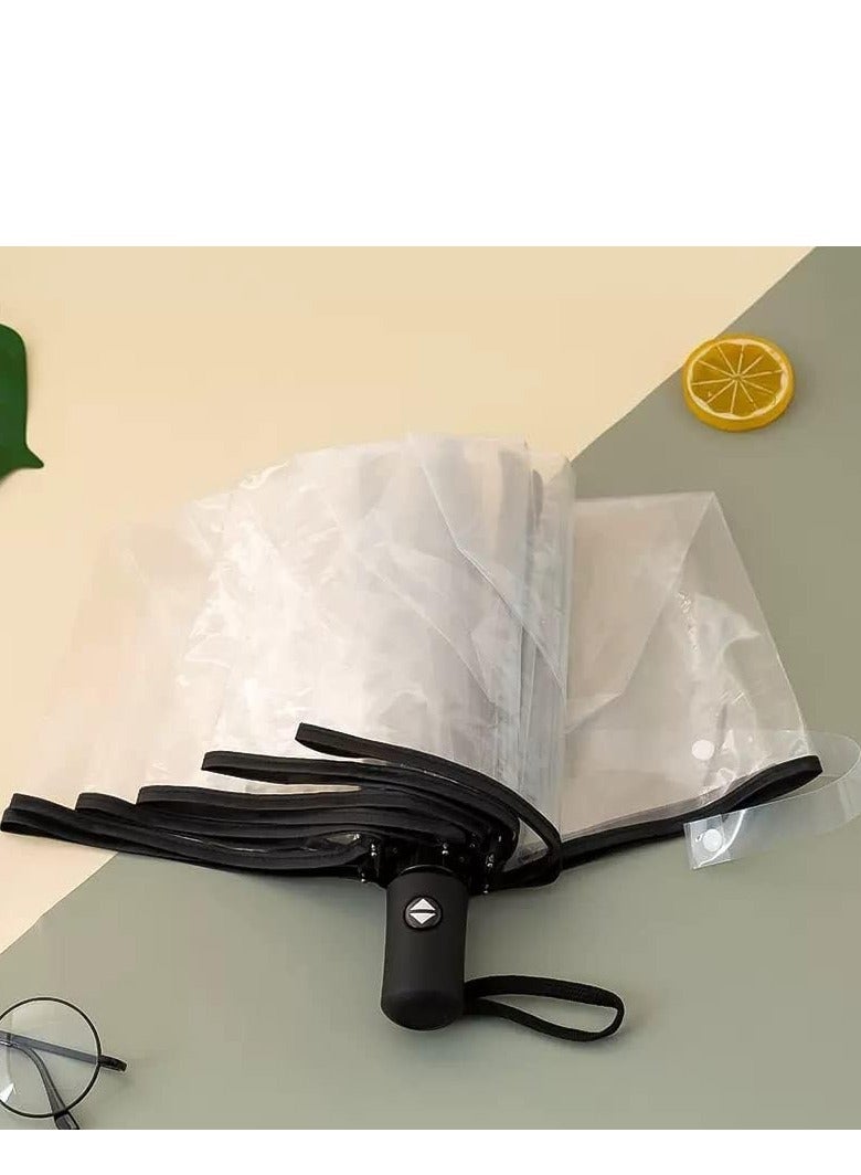 SUNCARE Transparent Umbrella for Rain - Automatic Open Close Clear Umbrella Folding Umbrella Travel Umbrella with Transparent Canopy Windproof design, and Comfortable Handle for Men & Women - Image 3