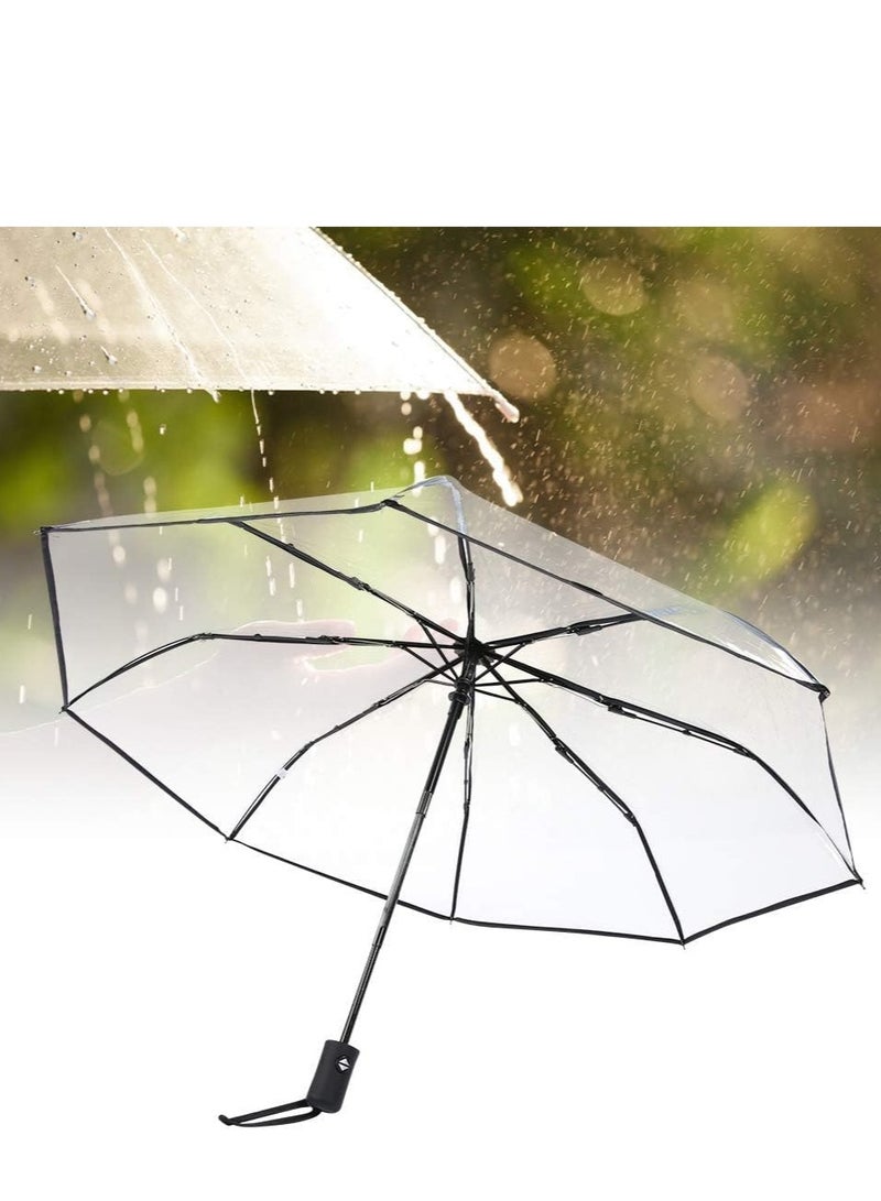 SUNCARE Transparent Umbrella for Rain - Automatic Open Close Clear Umbrella Folding Umbrella Travel Umbrella with Transparent Canopy Windproof design, and Comfortable Handle for Men & Women - Image 4