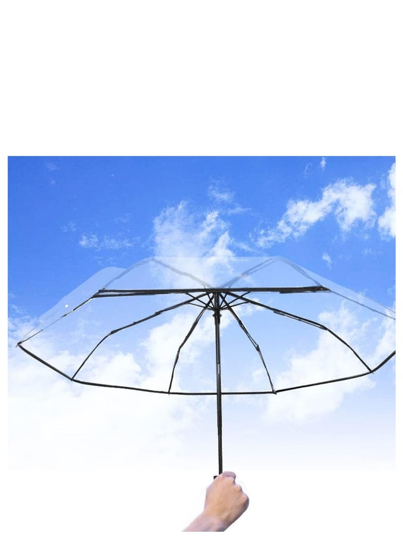 SUNCARE Transparent Umbrella for Rain - Automatic Open Close Clear Umbrella Folding Umbrella Travel Umbrella with Transparent Canopy Windproof design, and Comfortable Handle for Men & Women - Image 5