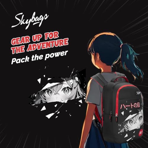 Skybags Kyro 03 Peekaboo 28 Liters Premium Polyester Fabric School Backpack for Kids with Multiple Compartments and Adjustable Strap - Boys & Girls (Red & Black) - Image 3