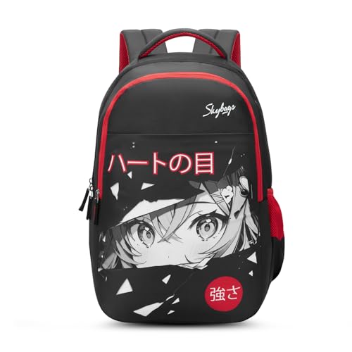 Skybags Kyro 03 Peekaboo 28 Liters Premium Polyester Fabric School Backpack for Kids with Multiple Compartments and Adjustable Strap - Boys & Girls (Red & Black) - Image 1