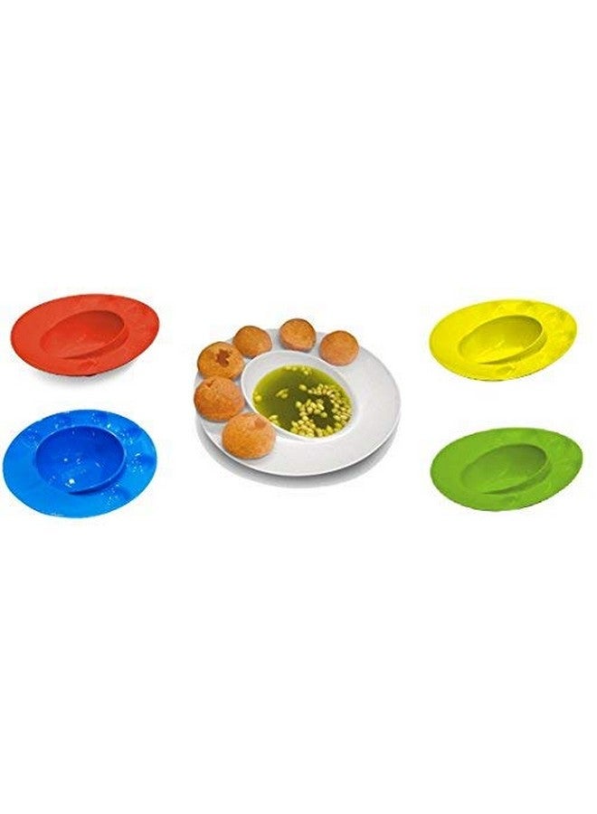 Inditradition Panipuri Gol-Gappe Serving Plates, Food-Grade Plastic Plates (Pack Of 4, Assorted Color) - Image 2