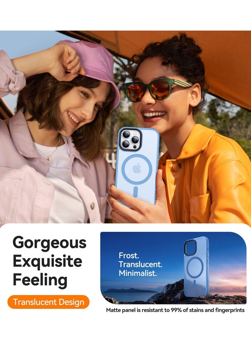 Magnetic Case For iPhone 11 Pro Max Case Compatible with MagSafe Military Grade Protection Shockproof Translucent Matte Case Anti Scratch Shockproof Phone Case (Light Blue)