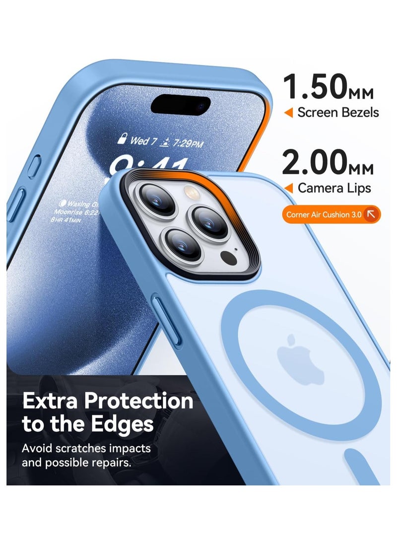 Magnetic Case For iPhone 11 Pro Max Case Compatible with MagSafe Military Grade Protection Shockproof Translucent Matte Case Anti Scratch Shockproof Phone Case (Light Blue)