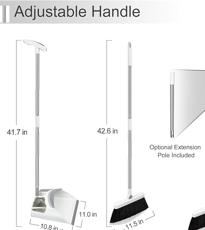 Mammoth 3 Colors dust pan Combo Long Handle Lobby Brooms dustpans Set for Home Office - Image 2