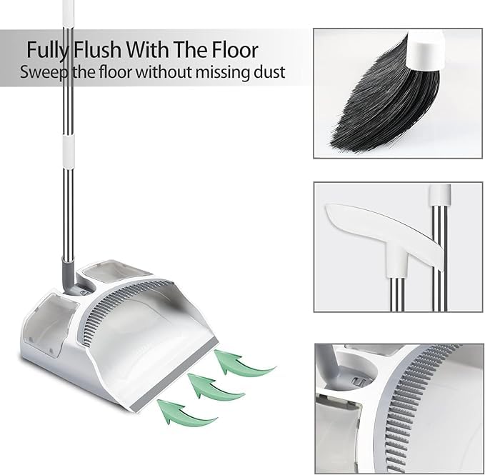 Mammoth 3 Colors dust pan Combo Long Handle Lobby Brooms dustpans Set for Home Office - Image 4