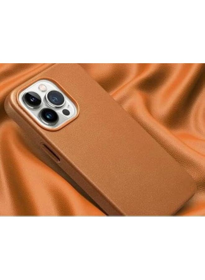 erorex Lanyix Iphone 14 Pro Leather Case With Mag Safe Protective Cover Hard Pc Leather Magnetic Shockproof Cases Military Grade Anti Drop For Iphone 14 Pro Phone Case Brown  - Image 1