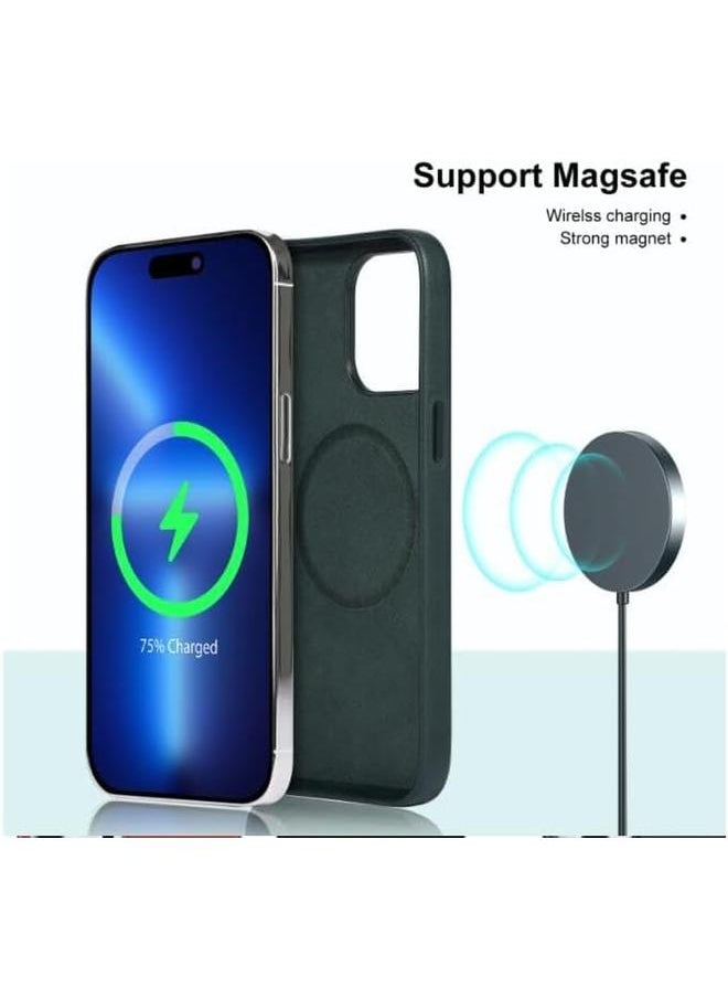 erorex Lanyix Iphone 14 Pro Leather Case With Mag Safe Protective Cover Hard Pc Leather Magnetic Shockproof Cases Military Grade Anti Drop For Iphone 14 Pro Phone Case Brown  - Image 4