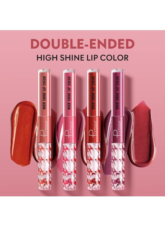 pudaier - High Shine Lip Gloss with Clear Fixed Color Lip Oil, Up to 12 Hours Long Lasting Dual Ended Liquid Lipstick, Lightweight and Non Sticky, 2ml (01) - Image 1