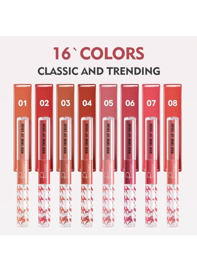 pudaier - High Shine Lip Gloss with Clear Fixed Color Lip Oil, Up to 12 Hours Long Lasting Dual Ended Liquid Lipstick, Lightweight and Non Sticky, 2ml (01) - Image 1