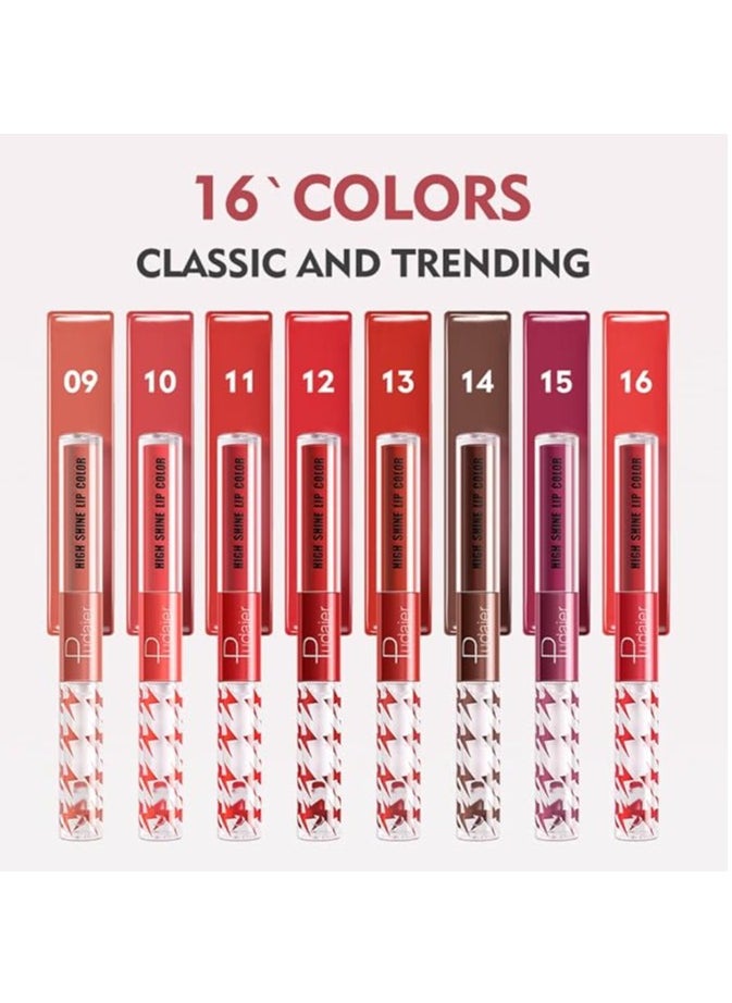 pudaier - High Shine Lip Gloss with Clear Fixed Color Lip Oil, Up to 12 Hours Long Lasting Dual Ended Liquid Lipstick, Lightweight and Non Sticky, 2ml (01) - Image 1