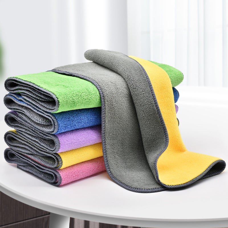 Coral fleece dishcloth double-sided thick housekeeping cleaning dishcloth floor towel with hook absorbent towel wholesale - Image 2