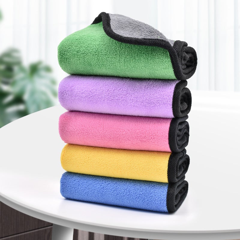 Coral fleece dishcloth double-sided thick housekeeping cleaning dishcloth floor towel with hook absorbent towel wholesale - Image 3