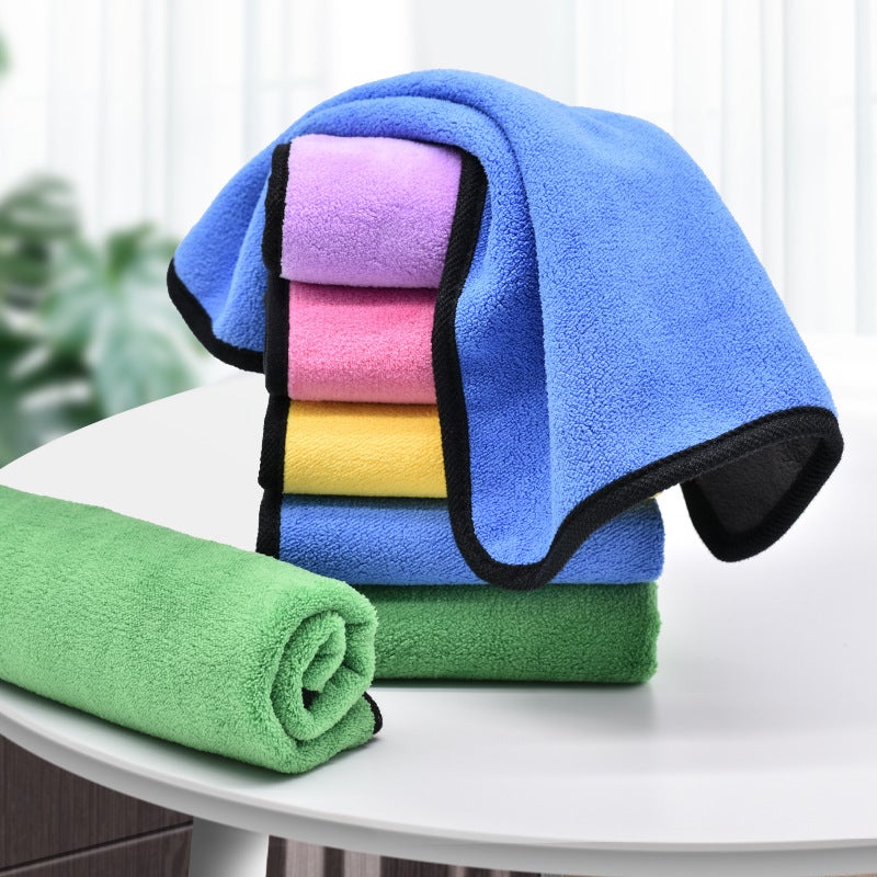 Coral fleece dishcloth double-sided thick housekeeping cleaning dishcloth floor towel with hook absorbent towel wholesale - Image 1