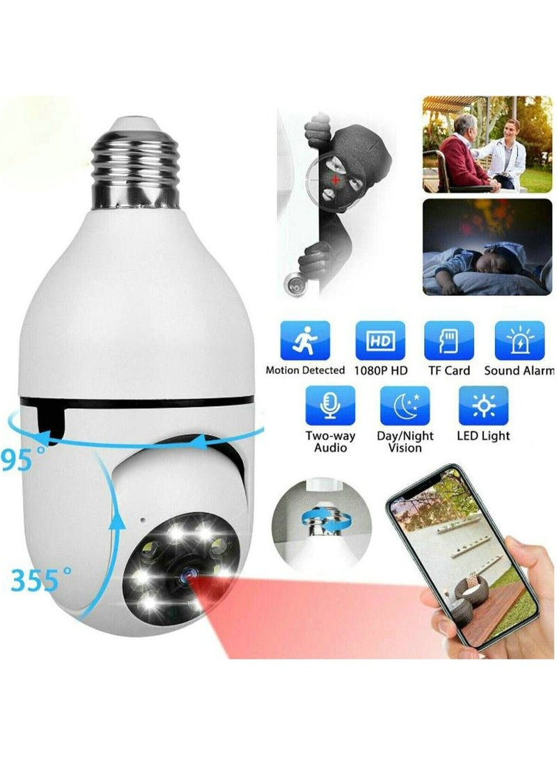 ELTRAZONE 360° WiFI camera Light Bulb Home Security Cam Wireless Night Vision CCTV Monitor  - Image 1