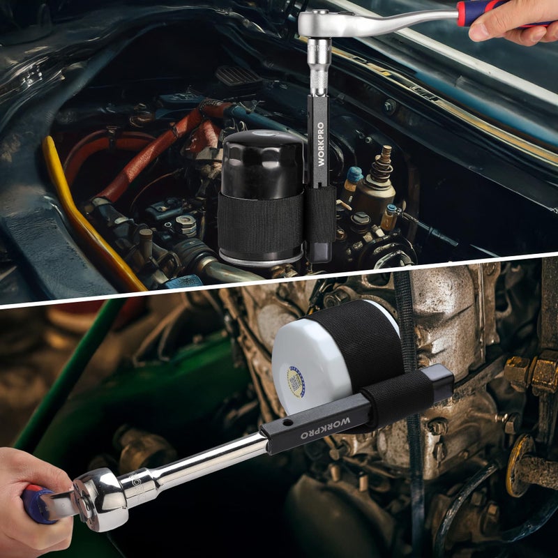WORKPRO Nylon Strap Oil Filter Wrench, Universal Oil Filter Removal tool Adjustable, 1/2" Drive, Oil Filter Change Set, Ideal for Engine Filters, Conduit, & Fittings - Image 5