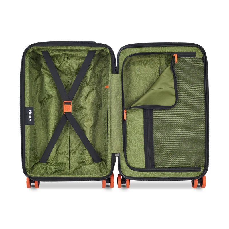 Jeep Jh002B 55 cm Hardcase 4 Double Wheel  Expandable Cabin Lugggae  Trolley Green