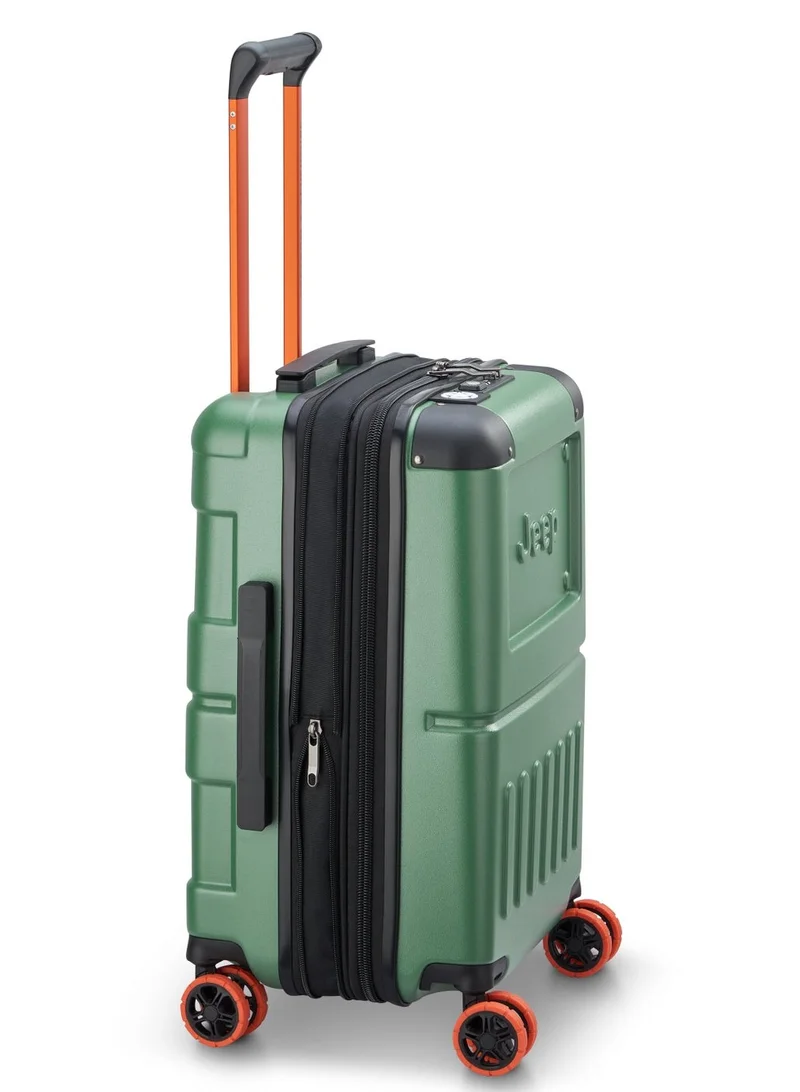 Jeep  Jh002B 55 cm Hardcase 4 Double Wheel  Expandable Cabin Lugggae  Trolley Green  | Best Price UAE