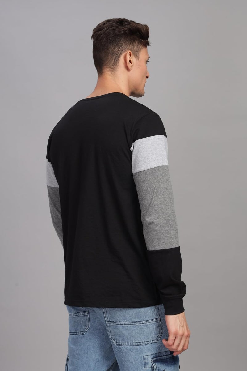 ADRO Full Sleeve Tshirt for Men | Colorblock T Shirt for Men | 100% Cotton Tshirt | Full Sleeve T-Shirt | Mens Full Sleeves T Shirts |FR4-24-BST-BL-3XL - Image 3