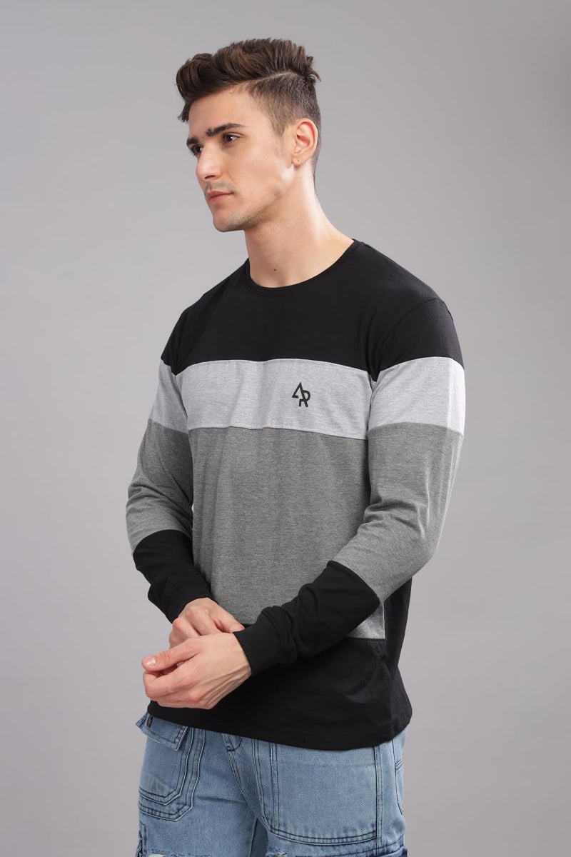 ADRO Full Sleeve Tshirt for Men | Colorblock T Shirt for Men | 100% Cotton Tshirt | Full Sleeve T-Shirt | Mens Full Sleeves T Shirts |FR4-24-BST-BL-3XL - Image 2