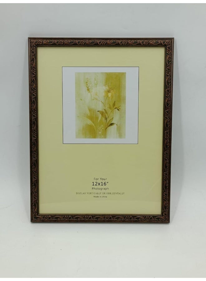 Decorhills DECORHILLS FRAMES & DECOR Rectangular Glass Photo with Wood, Wall Mount Display for 12x16 Inches Picture 
