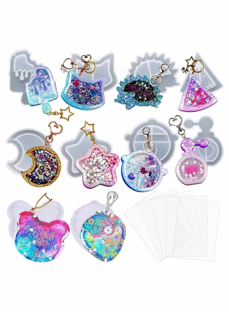 10PCS Resin Casting Shaker Molds Set, Epoxy Quicksand Silicone Mold for Pendant Jewelry Keychain Decoration Craft Making DIY - Image 1