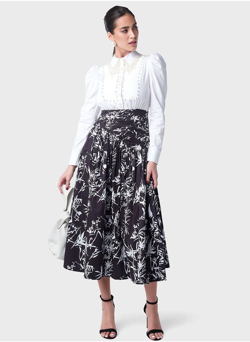 Threadz by Ajooni Ruched Waist Printed Dress  - Image 1