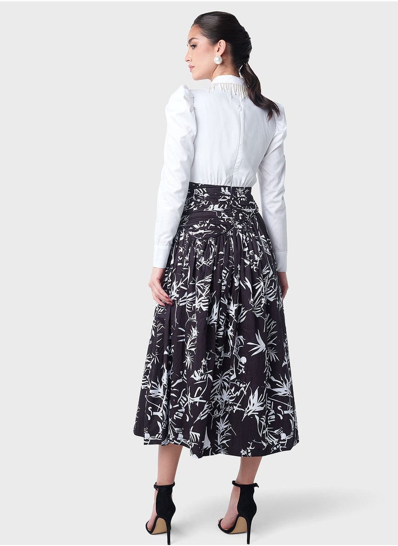 Threadz by Ajooni Ruched Waist Printed Dress  - Image 2