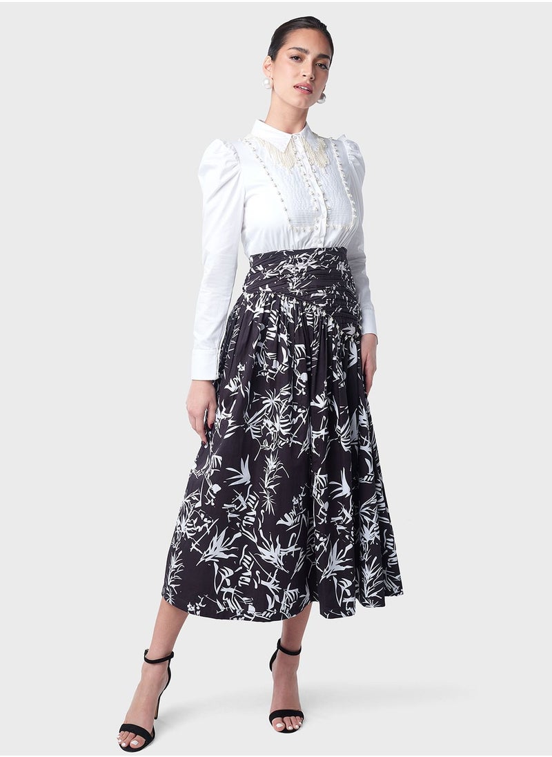 Threadz by Ajooni Ruched Waist Printed Dress  - Image 4
