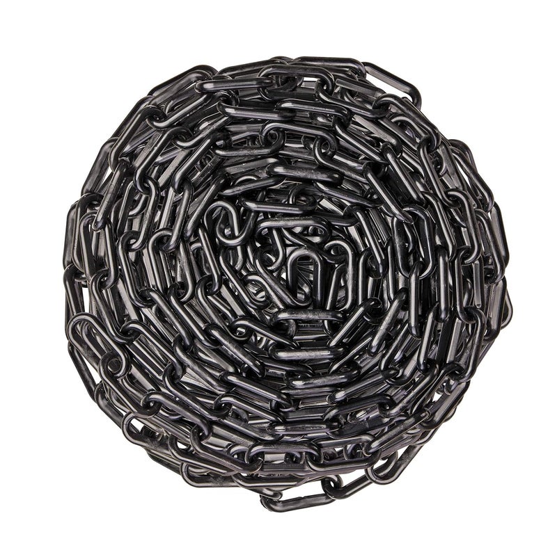 US Weight (Made in USA) 2" x 25' Black Plastic Safety Chain ft. SunShield UV Resistant Technology - Image 1