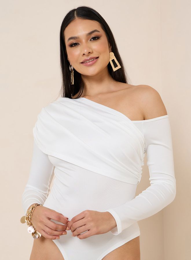Styli Asymmetric Neck Fitted Bodysuit - Image 3