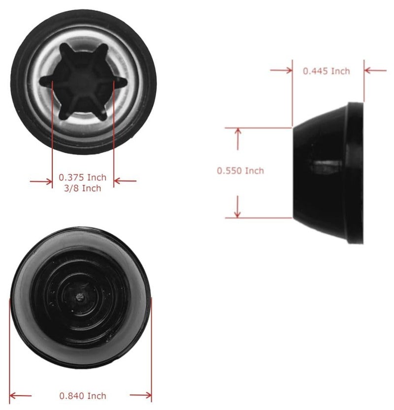 Quadrapoint Hub Cap Replacement Compatible with Most Weber Charcoal Kettle Grills Retainer Cover Genesis Kenmore Part 987101 | Fits 3/8-inch Axles (2-Pack, Black) - Image 2