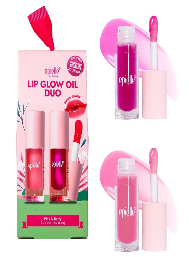 Epielle Lip Glow Oil Duo, Berry & Pink, 2 x 0.21 fl. oz., Glossy Lips - Image 1