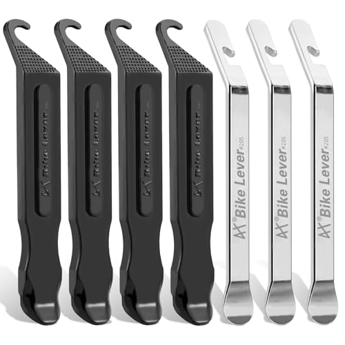 Tragoods Bike Tire Levers Ultra Strong PC Plastic Bicycle Tire Removal Changing Tool and Stainless Steel Levers for Road or Mountain Bike Tires Set of 7 - Image 1