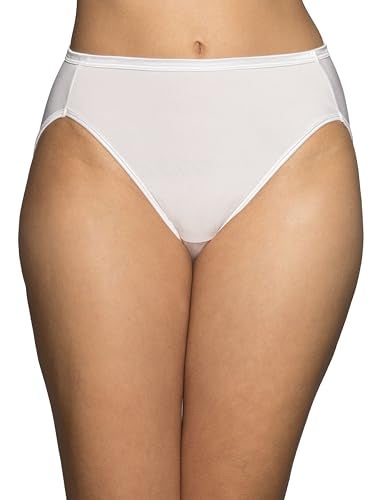 Vanity Fair Women's Illumination Hi Cut Panties, Silky Stretch & Satin Trim, 3 Pack-White/Quartz/Beige, 7 - Image 2