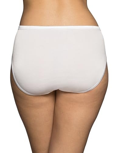 Vanity Fair Women's Illumination Hi Cut Panties, Silky Stretch & Satin Trim, 3 Pack-White/Quartz/Beige, 7 - Image 4