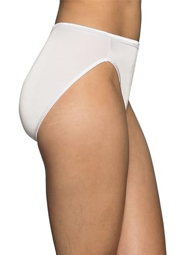 Vanity Fair Women's Illumination Hi Cut Panties, Silky Stretch & Satin Trim, 3 Pack-White/Quartz/Beige, 7 - Image 3