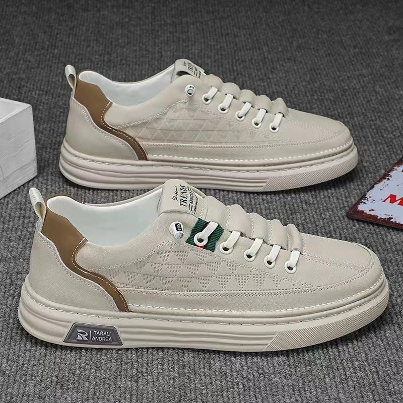 Summer New Breathable All-match White Shoes Mens Shoes Lightweight Soft Sole Non-slip Slip-on Sports Sneakers Casual Shoes khakis - Image 1