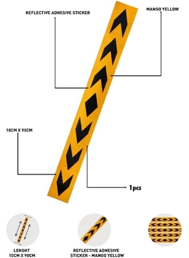 Biella 85Cm Visibility Waterproof Orange Black Arrow Printed Self-Adhesive Fluorescence Reflective Warning Stickers For Vehicle 4 Inch Orange Colour - Image 3