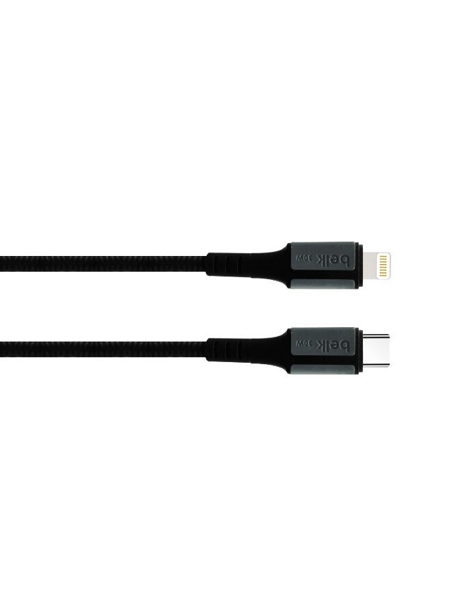 بيلك كابل BELK 30 واط من Type-C إلى Lightning بطول 3 أمتار، كابل شحن سريع ومزامنة بيانات بتقنية PD، مصنوع من النايلون المتين المضفر، سلك نحاسي عالي الجودة، متوافق مع أجهزة iPhone وiPad وiPod، شحن سريع، تصميم خالٍ من التشابك - BL-56 - Image 3