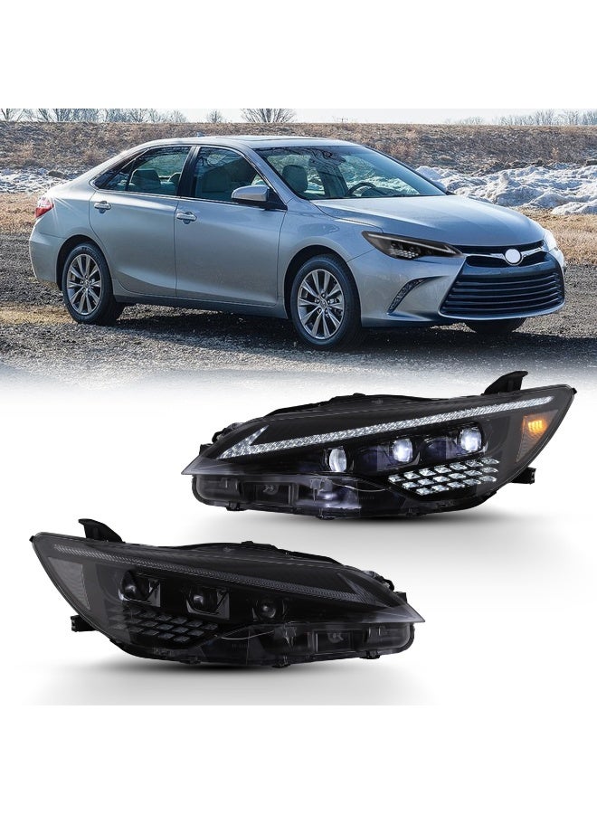 Toyota Camry 2015–2017 LED 3-Lens Headlights with Sequential Turn Signal – Front Headlamp Upgrade Set (Left & Right Pair) - Image 2