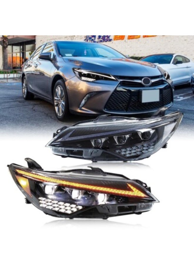 Toyota Camry 2015–2017 LED 3-Lens Headlights with Sequential Turn Signal – Front Headlamp Upgrade Set (Left & Right Pair) - Image 1