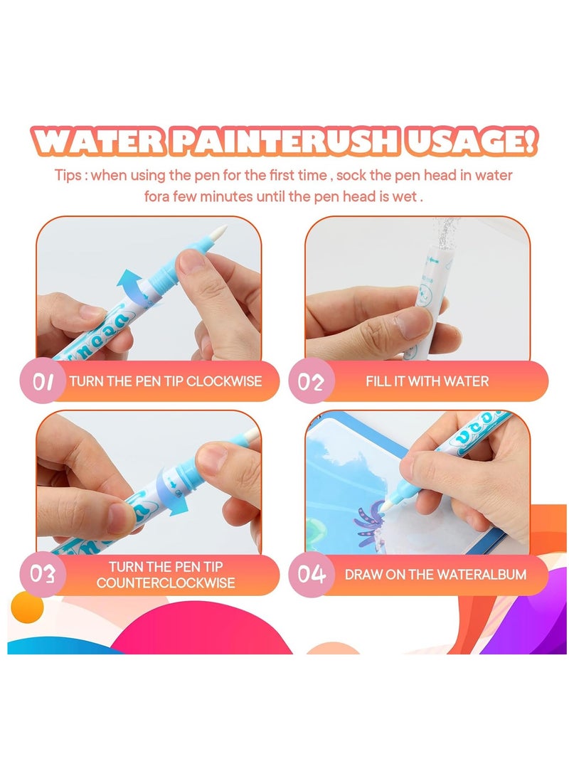 5 Pack Reusable Water Coloring Book for Toddlers, Water Doodle Book Toys, Paint with Water Books,Mess-Free Coloring Book, Portable Educational Doodle Drawing Toy, Educational Learning Kits Gifts  - Image 2