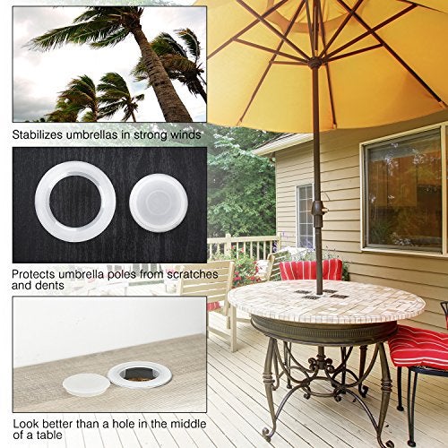 Bememo 2 Sets 2 Inch Patio Table Umbrella Hole Ring and Cap Set, Standard Size Umbrella Thicker Hole Ring Plug and Cap Set(Translucent) - Image 4