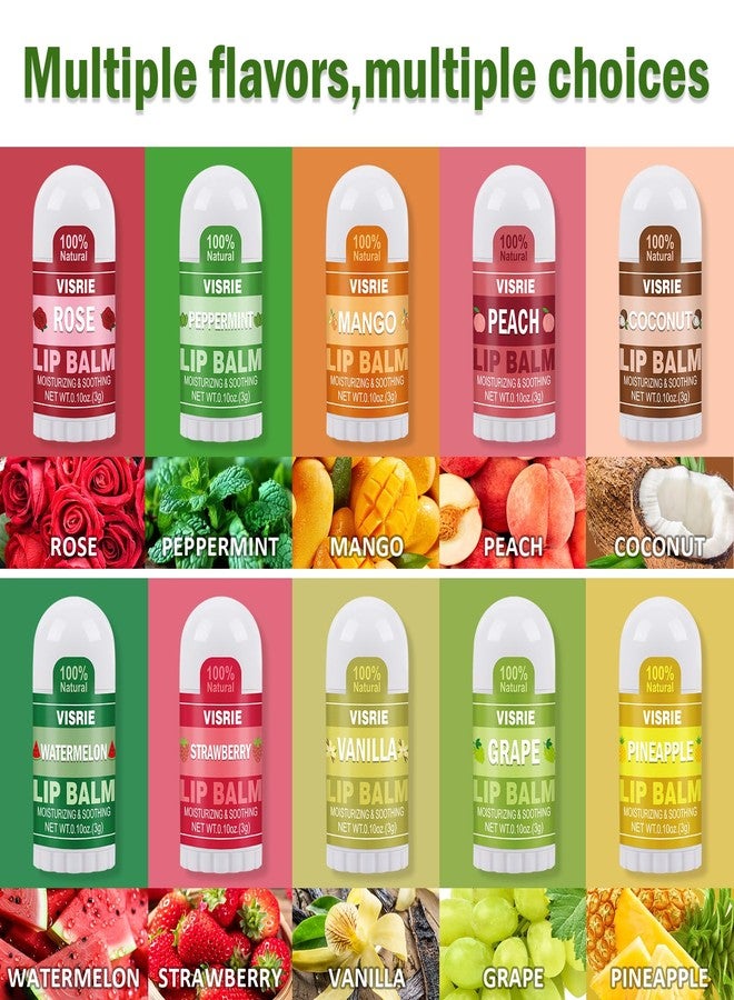 VISRIE Mini Lip Balm 20 Pack, Natural Lip Balms Bulk with Vitamin E and Coconut Oil, Moisturizing Lip Balm for Dry Cracked lips - 10 Flavors - Image 2