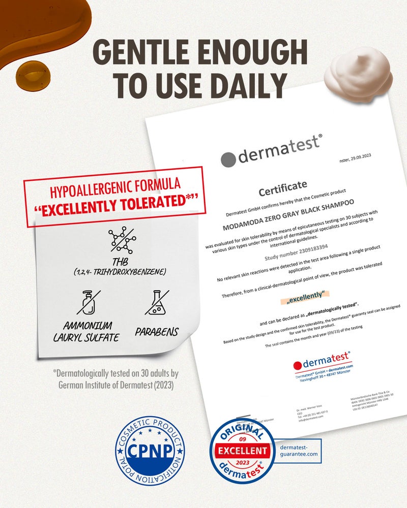 MODA MODA Zero Gray Black Hair Shampoo (10.58 Oz) | Natural Darkening Color for Hair & Scalp | Age-Defying, Volumizing Formula that Reduces Hair Breakage - Image 3